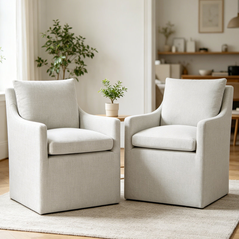 Fauteuil d'appoint pivotant en lin Modern