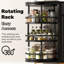 Buffet noir avec support à épices rotatif, tiroir et armoire