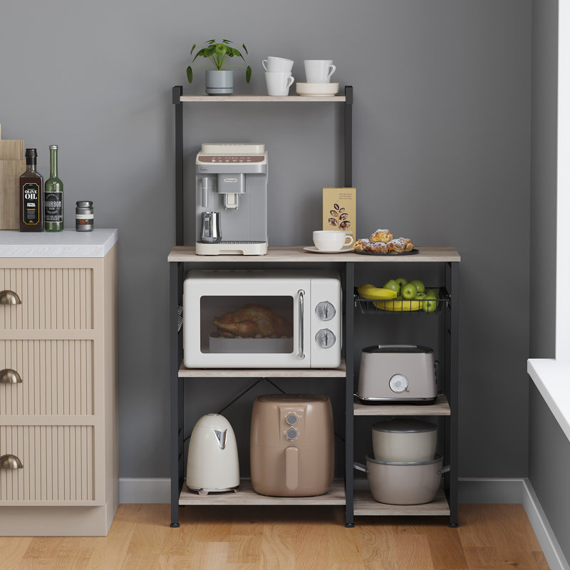 35.4'' Standard Baker's Rack with Microwave Compatibility, Light Brown