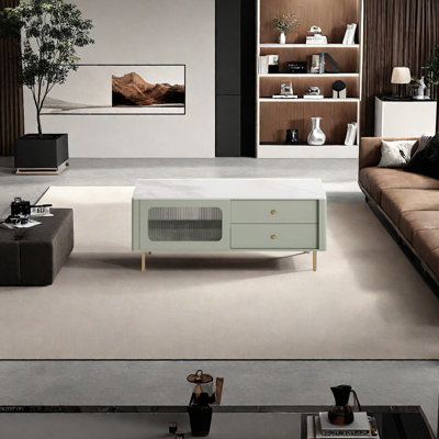 Solid Wood Coffee Table with Sintered Stone Top