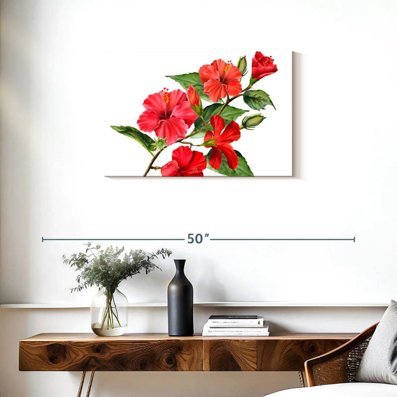 Branche de fleur d'hibiscus, H 20 po x l 30 po