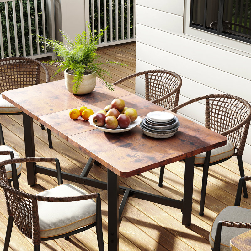 Aveline Extendable Dining Table 47" To 63" - Expandable Table With X-Brace Metal Legs, Smooth Glide Mechanism, Seats 6-8, Space Saving For Small Areas