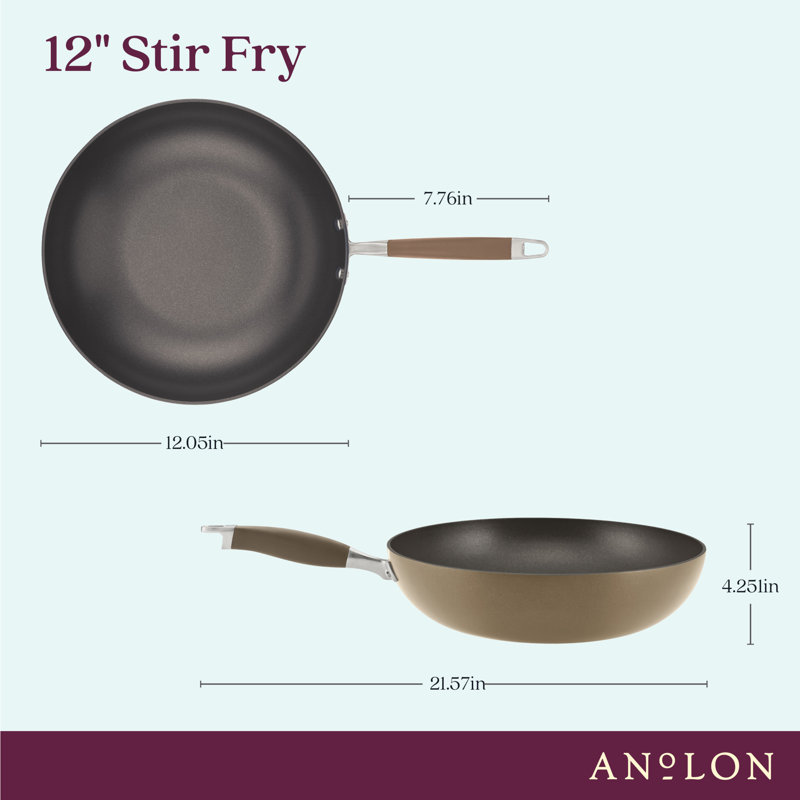 Anolon Advanced Home Hard Anodized Nonstick Stir Fry Pan / Wok, 12 Inch, Brown