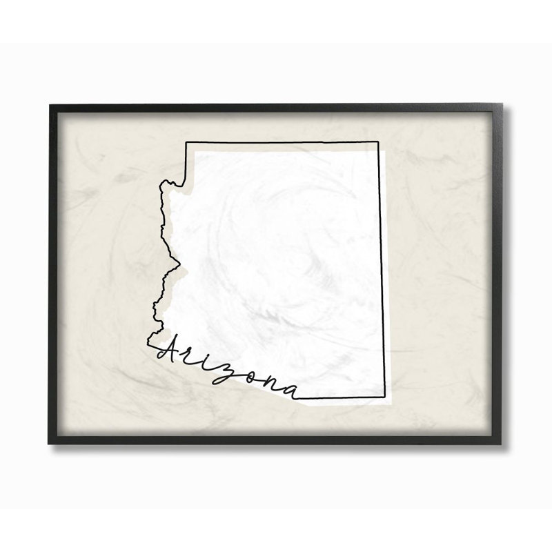 «Arizona Home State Map Neutral Design», impression sur toile, Giclée encadrée noir minuit, H 24 po x l 30 po x P 1,5 po