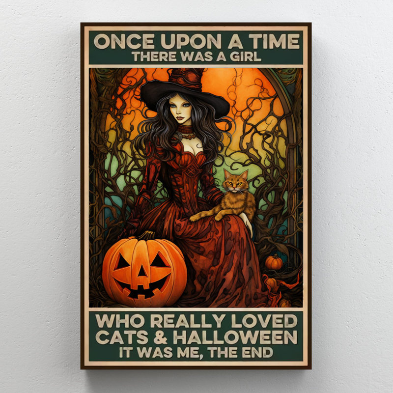 «Witch Who Really Lived Cats And Halloween», reproduction d'art graphique sur toile tendue 1 pièce