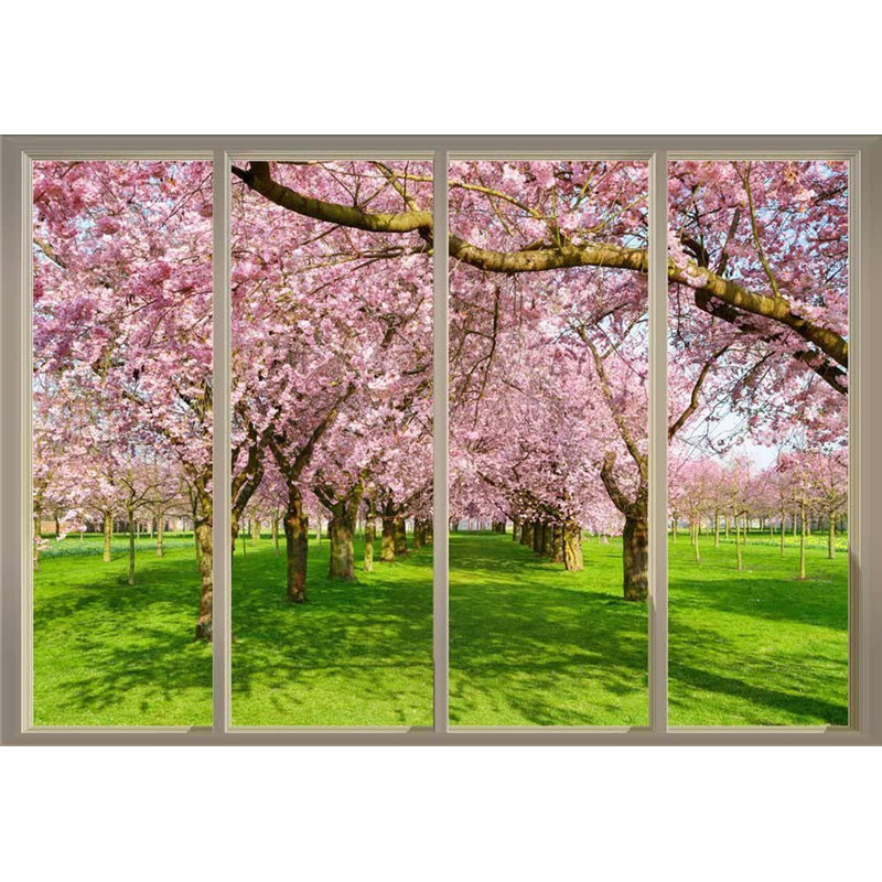 Murale à peindre Rows of Pink Cherry Blossom, L 66 po x l 96 po