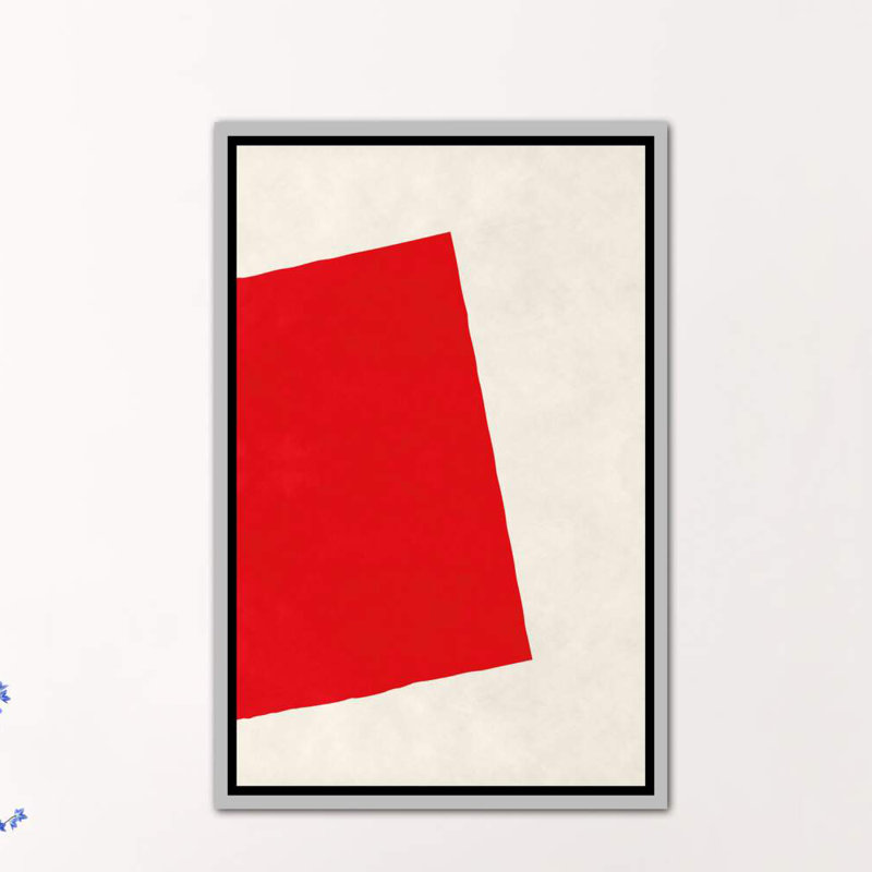 « red square (after albers) », impression, Toile avec cadre argenté, H 40 po x l 26 po x P 1,5 po