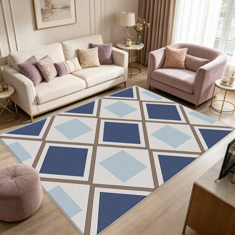 Blue Diamond carpet-easy to clean, machine-washable, soft and comfortable; suitable for door mats, kitchens, living rooms, bedrooms, corridors, and laundry areas. Easy to clean, durable carpet for home decoration.