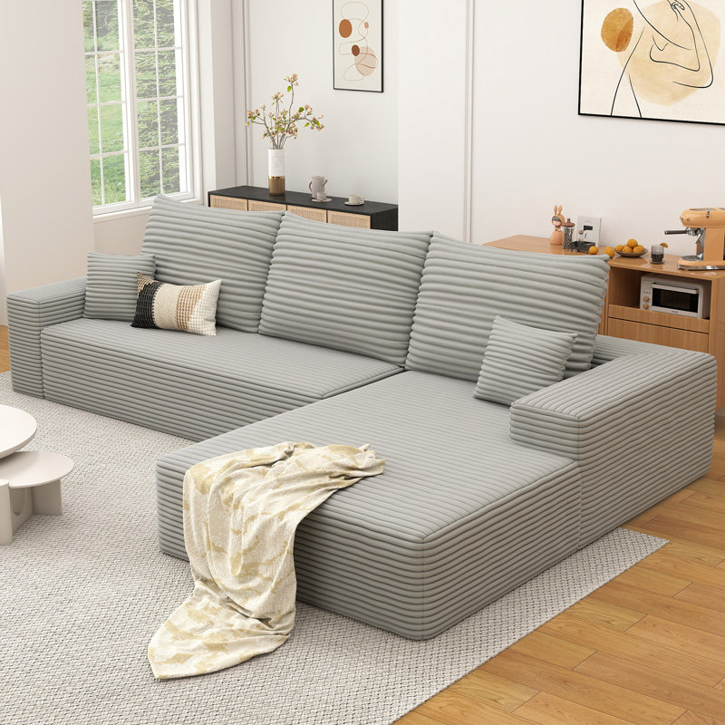 Canapé modulaire 108 po avec canapé en forme de L et canapé modulaire 108 po, Gris, Orienté à droite