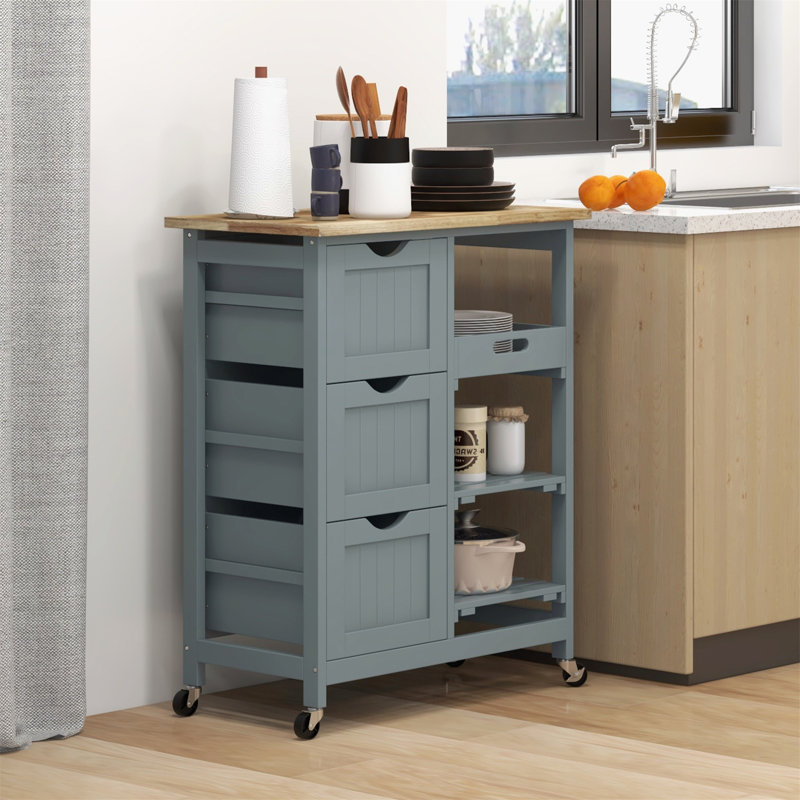Îlot de cuisine polyvalent avec de nombreuses options de rangement et de mobilité, Gris