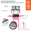 Machine à barbe à papa électrique avec chariot, machine à café commerciale de 1000 W avec bol en acier inoxydable, cuillère à sucre et tiroir, parfaite pour la maison, l'anniversaire des enfants, une fête de famille, rose