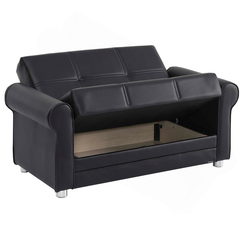 Causeuse convertible avec rangement Primenest Ithara Collection - polyuréthane noir, Polyuréthane noir