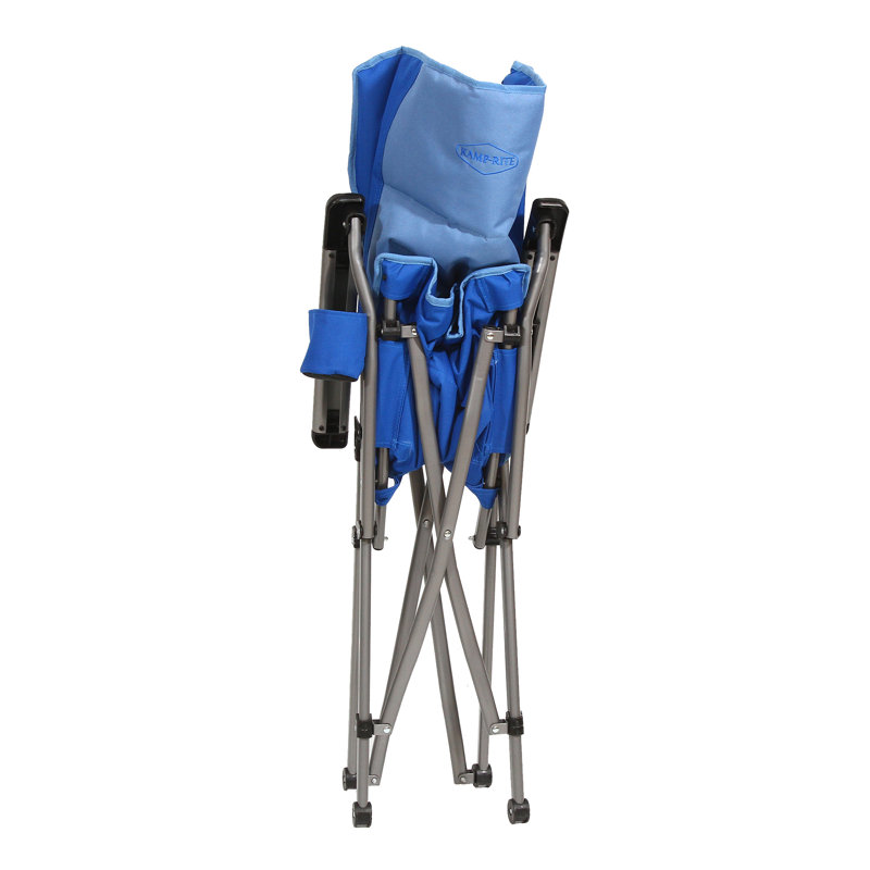 Kamp-Rite Folding Padded Outdoor Camping Chair w/Cupholder & Carry Bag, Blue