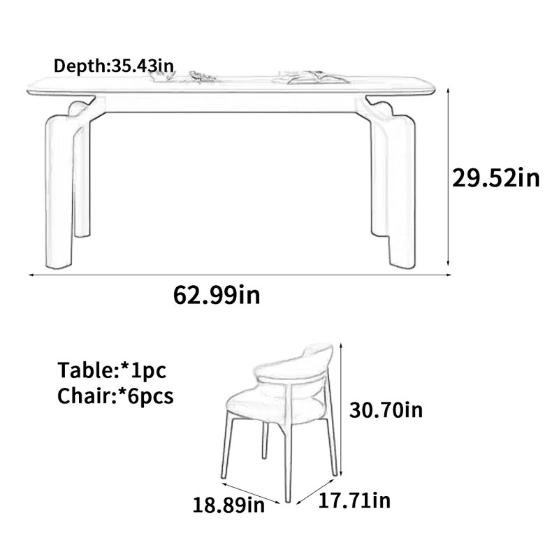 Table de salle à manger Elephant Legs, H 29,52 po x L 62,99 po x l 35,43 po