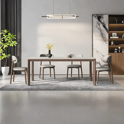 Solid wood rock plate dining table and chair set