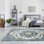 Tapis floral bleu en polypropylène tissé à la machine-87093531