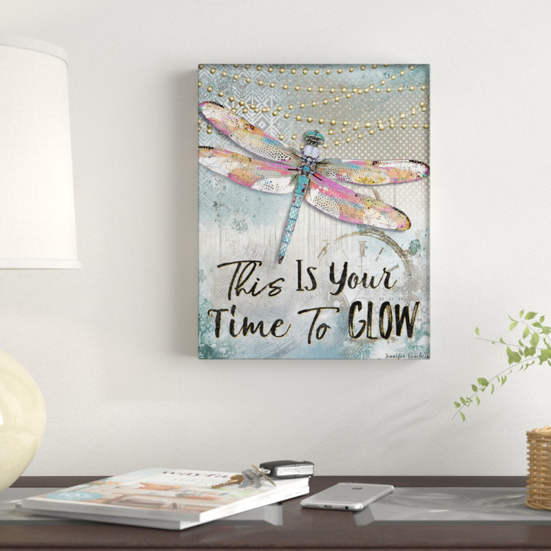«Lights This Is Your Time To Glow Inspirational Dragonfly», impression, H 40 po x l 30 po x P 1,5 po, Toile tendue