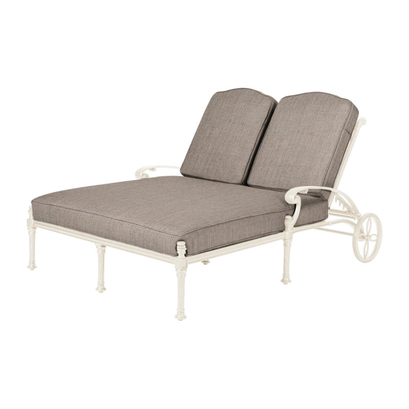Florence Double Chaise Lounge Frame with Cushions, Cast Ash Sunbrella® Plainweave, Desert Bronze