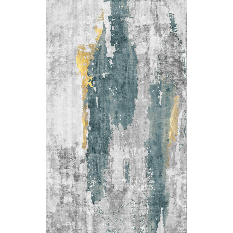 Tapis de salon lavable à la machine Melnick 7711 - 5X8 (5 pi 2 po x 7 pi 5 po), gris