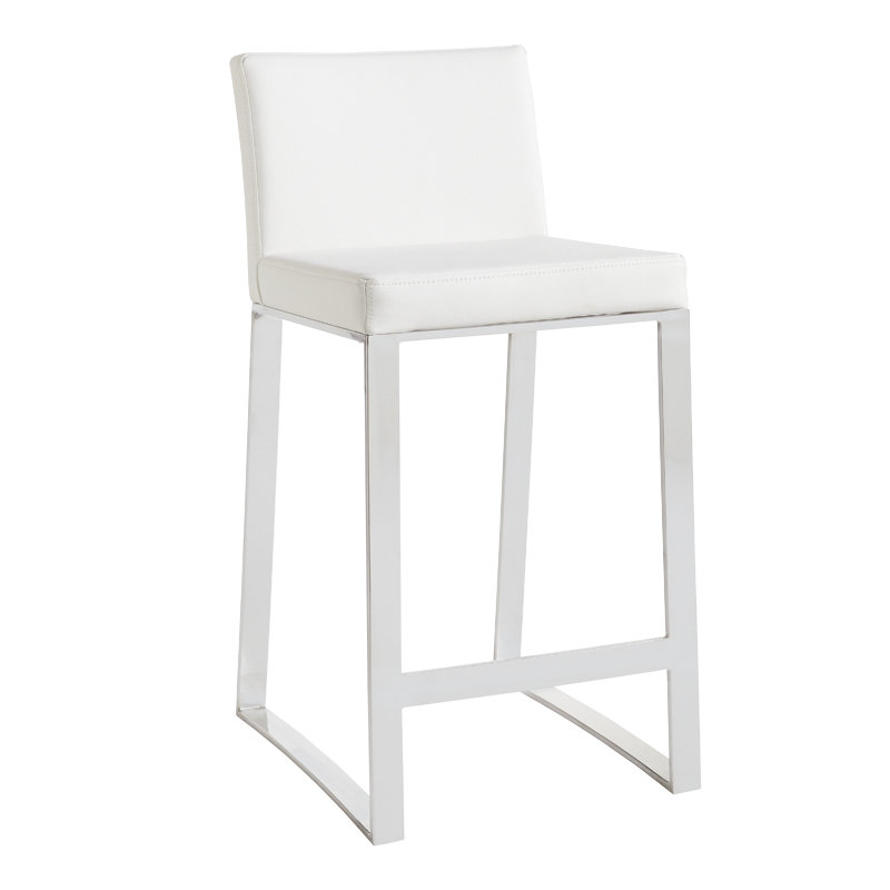 Barlet Bar & Counter Stool, White Faux Leather, Counter Stool (26" Seat Height)