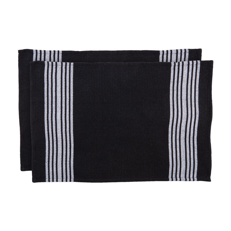 Cotton Stripe Tea Towel Kitchen Towel, Black