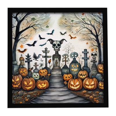 Pet Cemetery Spooky Halloween Framed Metal Print