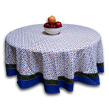 Cotton Floral Vine Round Tablecloth Gold Red Table Linen