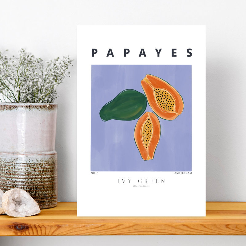Art mural tropical, papayes tropicales, H 18 po x l 12 po