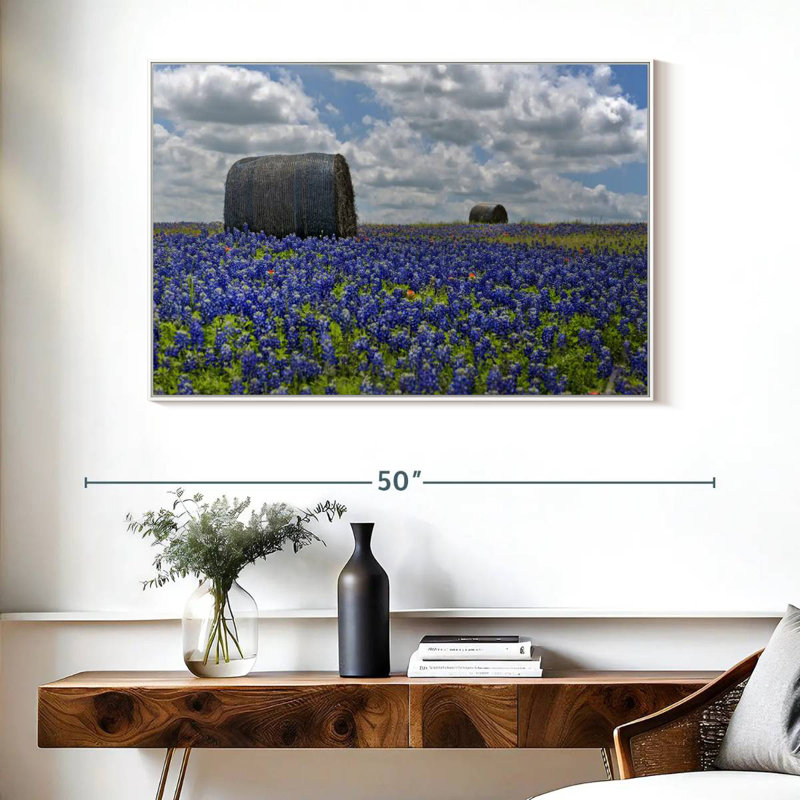 Texas Bluebonnets, Cadre flottant blanc, 40 po x 27 po