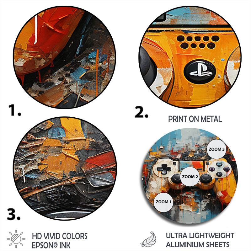 Jeu vidéo coloré, Delight II - Fashion Round Metal Art, 23" H x 23" W