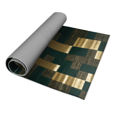 Tapis d'intérieur et d'extérieur à carreaux vert