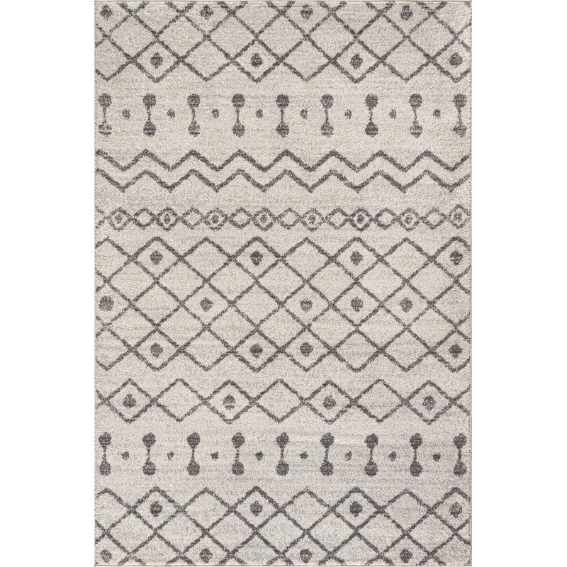 Bousquet Moroccan Beni Souk Cream/Gray Rug, Rectangle 3' x 5'