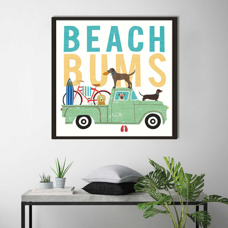 «Beach Bums Truck I carré», impression, H 21,5 po x l 21,5 po x P 2 po, Cadre flottant espresso