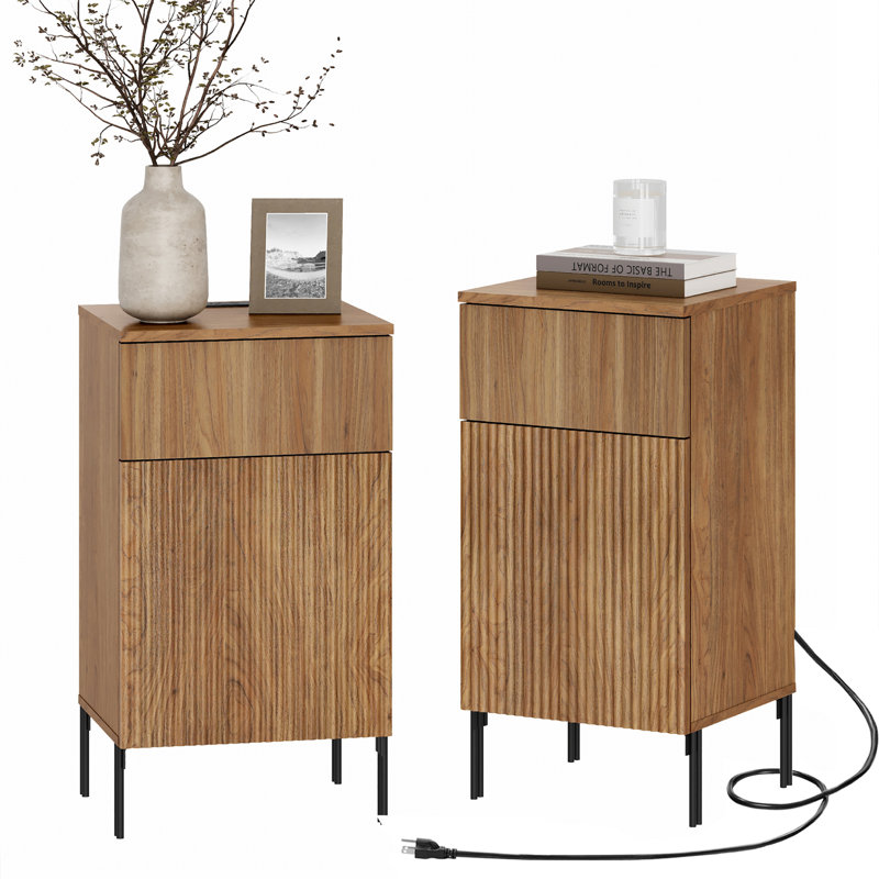 Ensemble de 2 tables de chevet minimalistes modernes Union Rustic, Noyer