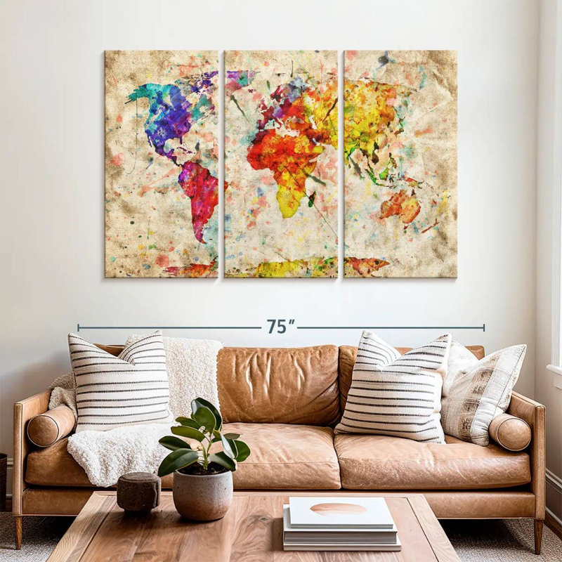 Aliaz Retro Expression World Map, 42" H x 65" W