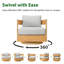 360° Swivel Patio Lounge Chair With Acacia Wood Frame & Olefin Cushions-1041685813