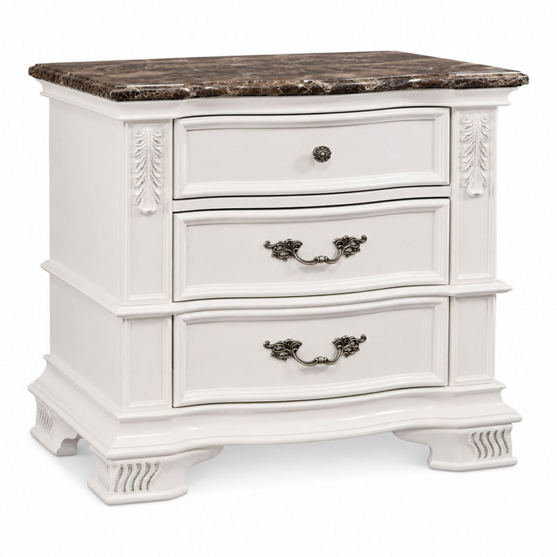 Tarver 32'' W Solid Wood Nightstand, Pearl White