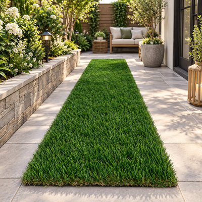 2x10FT Outdoor Runner Turf With Drainage,  Artificial Grass Roll, 1.38" Thick Pile For Patio, Balcony, Garden