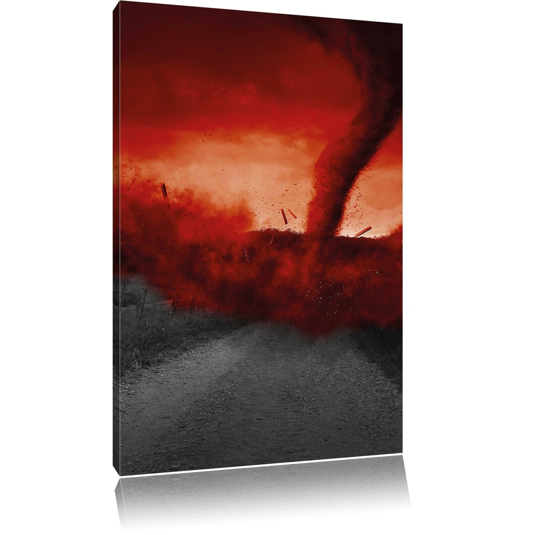 Leinwandbild Roter stürmischer Tornado