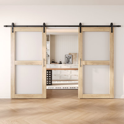 Portes de grange non assemblées et non finies en verre à 2 verres de 48 po x 80 po Homquer