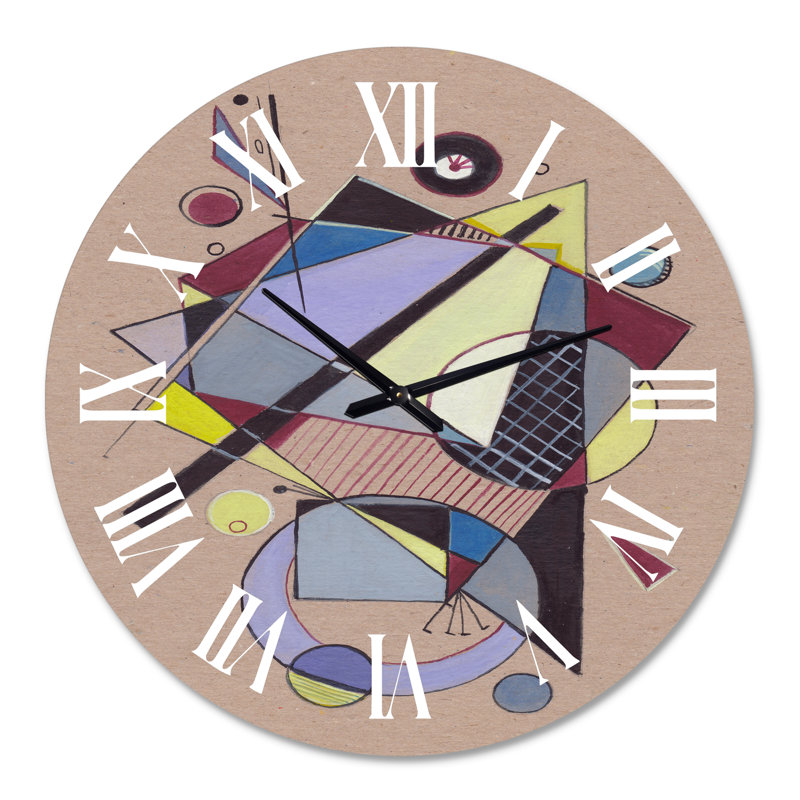 Horloge murale moderne Compositions géométriques colorées IV, Surdimensionné
