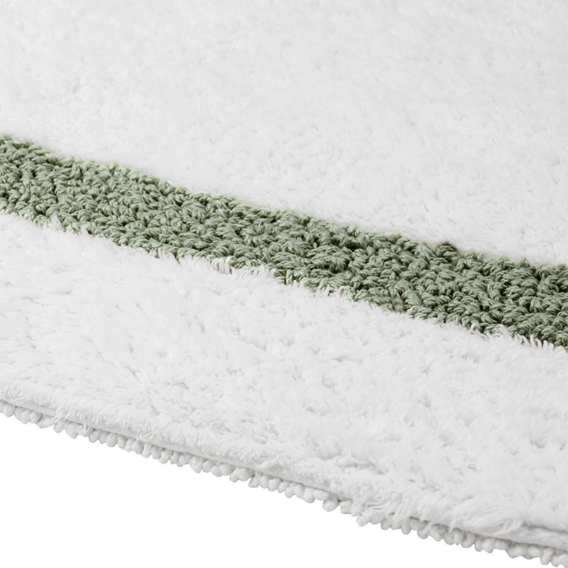 Broshous Premium 100% Cotton 2370 GSM 2-Piece Bath Rug Set, Ultra Plush Tufted Bathroom Mats, Super Absorbent OEKO-TEX® Certified, Reversible, Machine Washable, Spa-Like Comfort, White/Dark Sage
