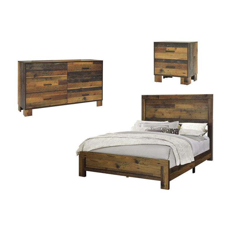 Ensemble de chambre à coucher 3 pièces avec commode Giah, Simple