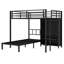 Lit superposé en métal avec bureau pliant, garde-robe avec lumière DEL, conception à faible bruit, noir