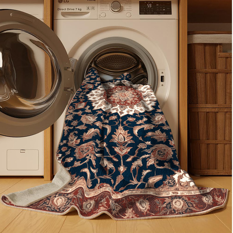 Tapis brun lavable à la machine, Carré 7 pi