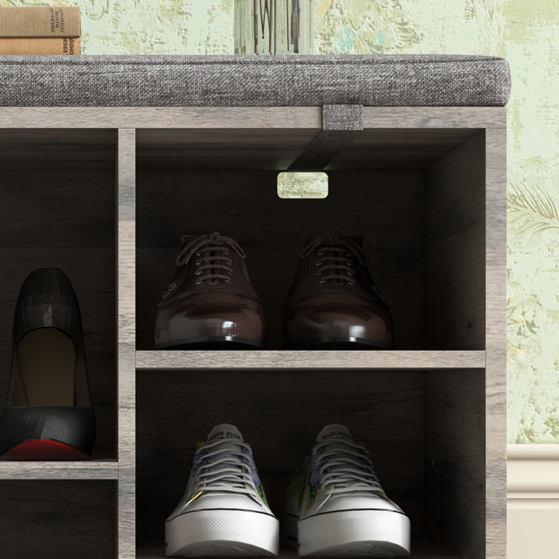 Banc de rangement pour chaussures 5 paires, gris