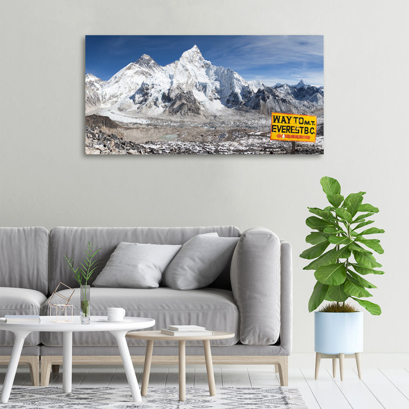 Mount Everest - No Frame Print on Glass, 50cm H x 100cm W x 2cm D, Canvas