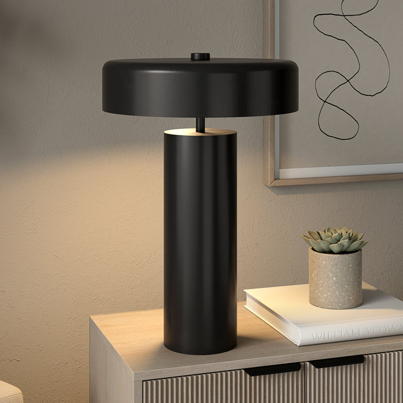Denney 24" Tall Table Lamp with Metal Shade, Black, Black
