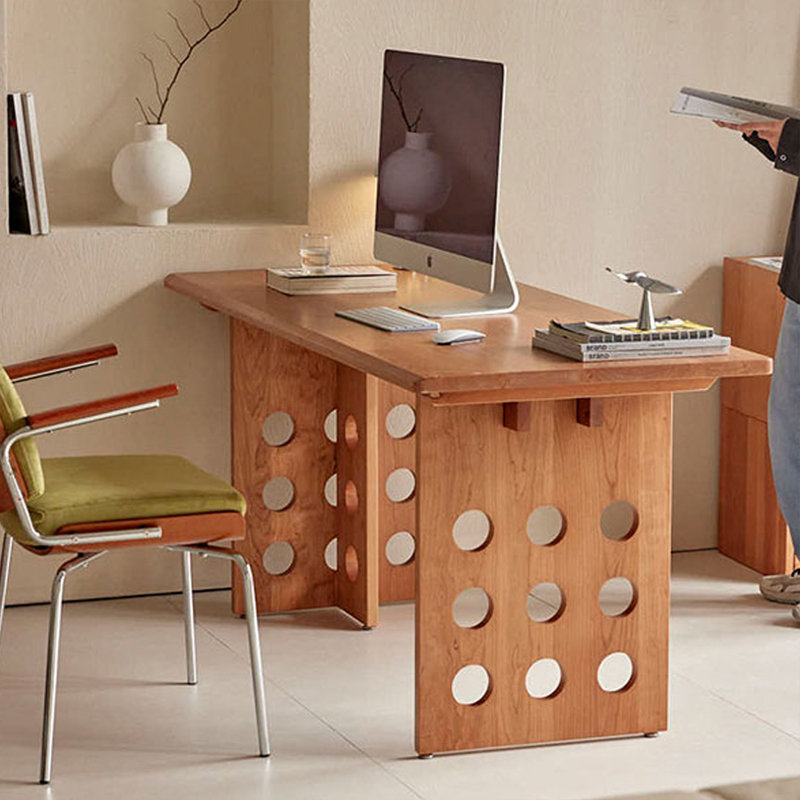 Bureau rectangulaire en bois massif couleur cerisier, H 29,53 po x l 70,87 po x P 31,5 po