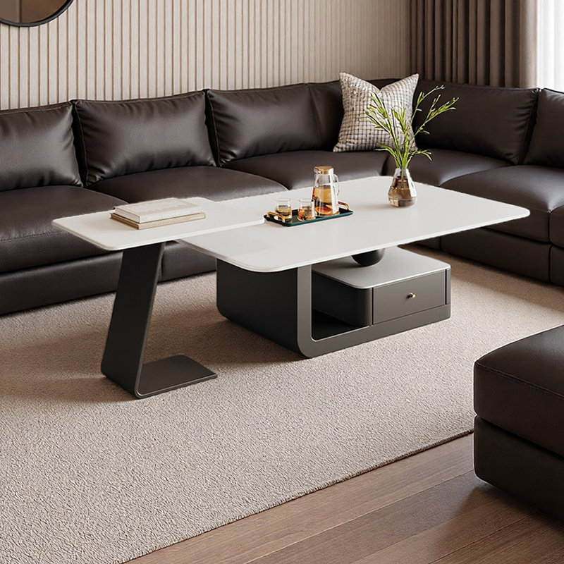 Ensemble de tables basses avec tiroir Minimalisme, H 16,53 po x L 27,55 po x l 51,18 po, Blanc, Black